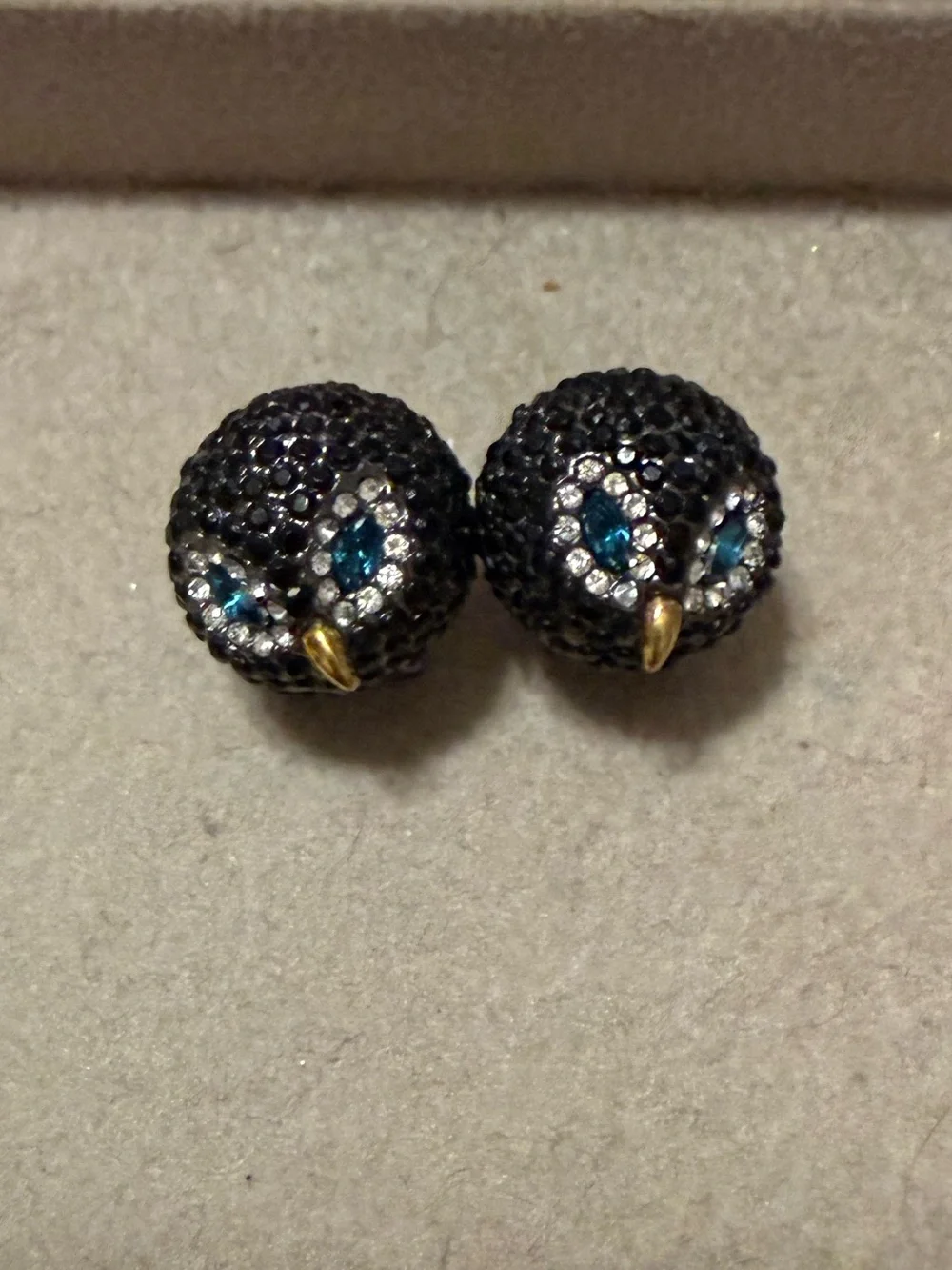 Kate Spade Black Crystal Owl Stud Earrings